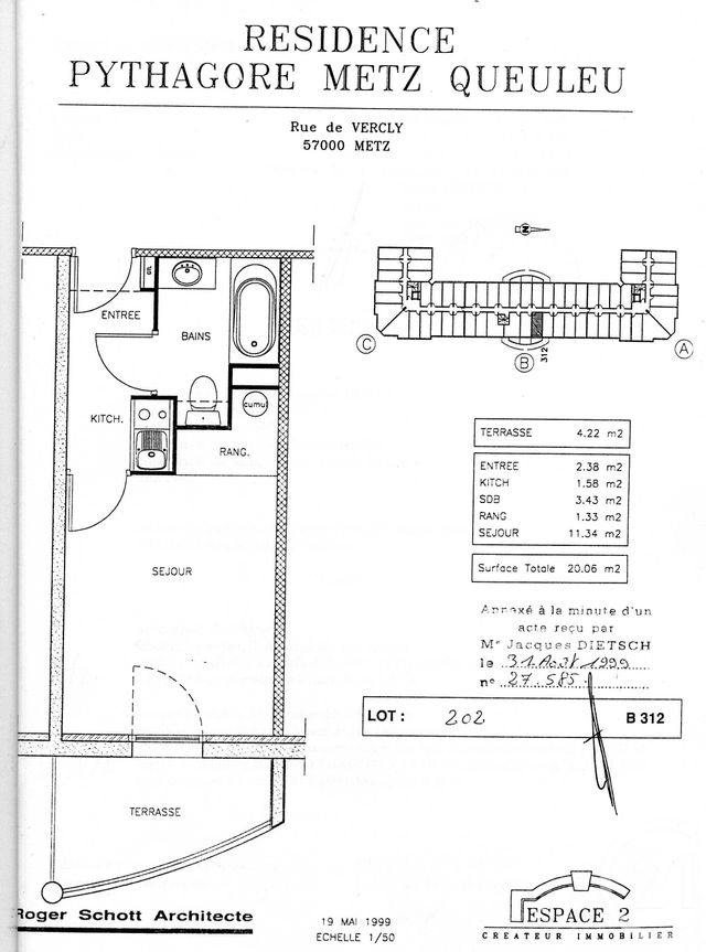 Appartement Studio à louer - 1 pièce - 20.0 m2 - METZ - 57 - LORRAINE - Century 21 Atout Immobilier